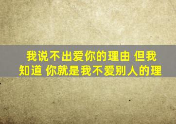 我说不出爱你的理由 但我知道 你就是我不爱别人的理
